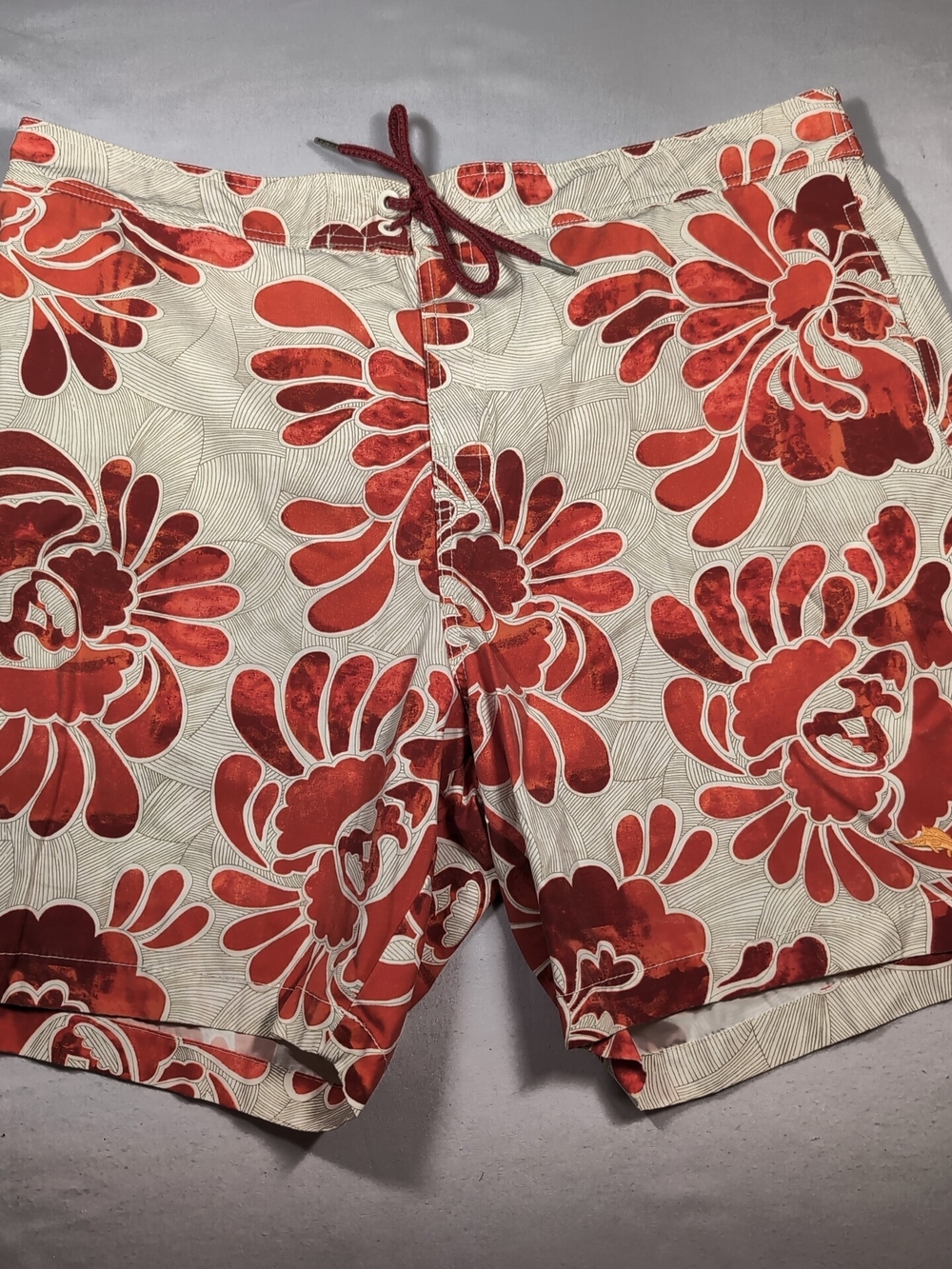Men's Tommy Bahama Floral Swim Shorts - Orange And cream
